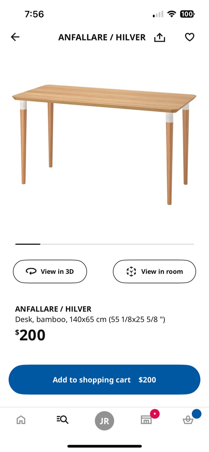 IKEA Anfallare Bamboo Desk with Alex Drawers - photo 2