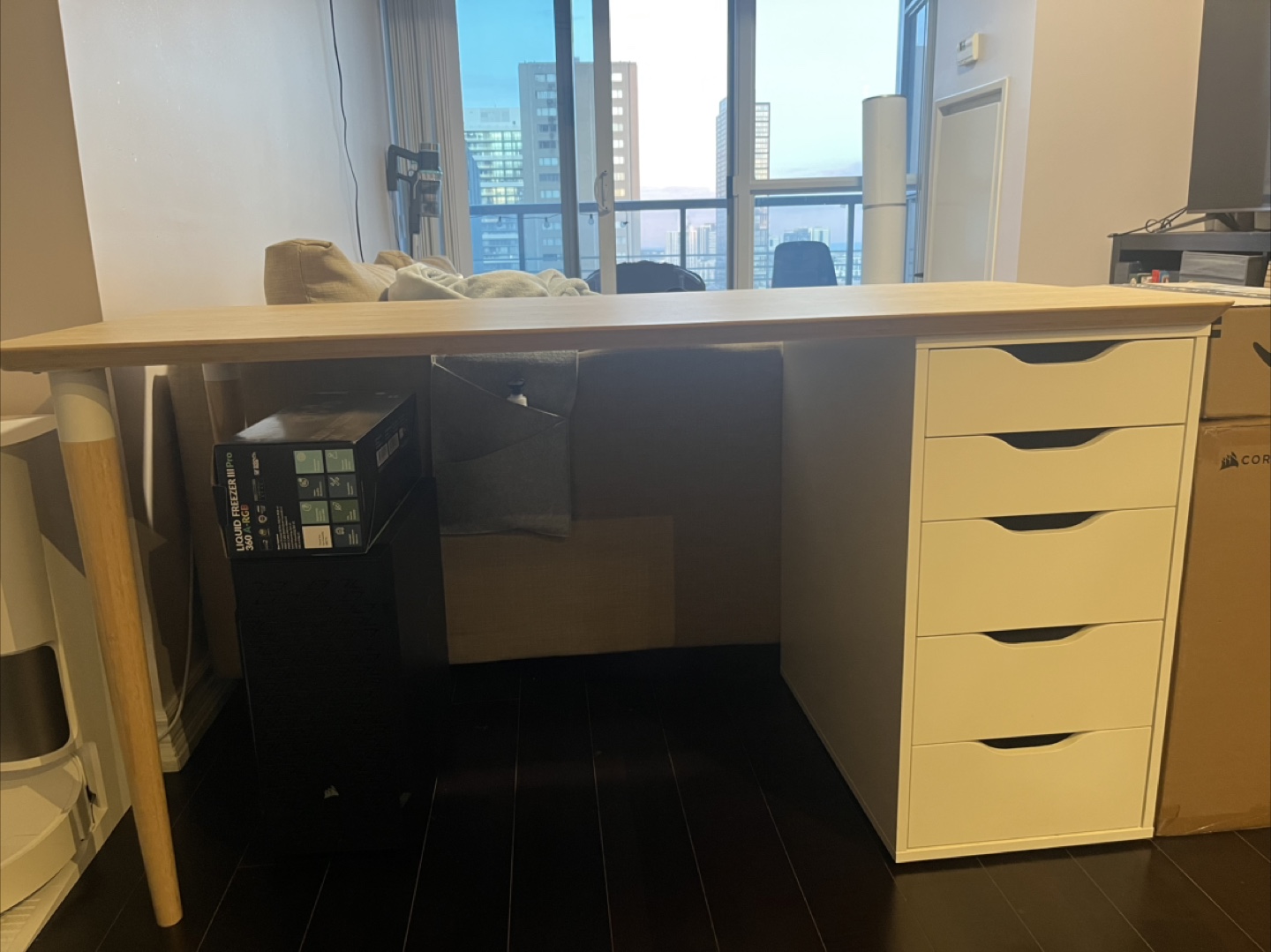 IKEA Anfallare Bamboo Desk with Alex Drawers - photo 3