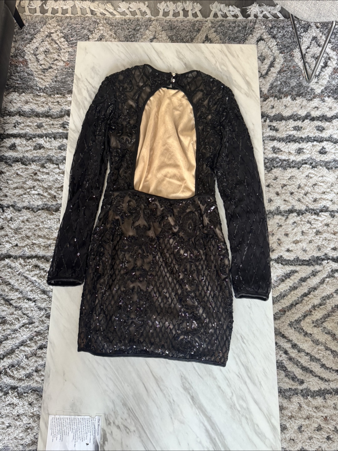 Black Embellished Mini Dress- Open Back - photo 2