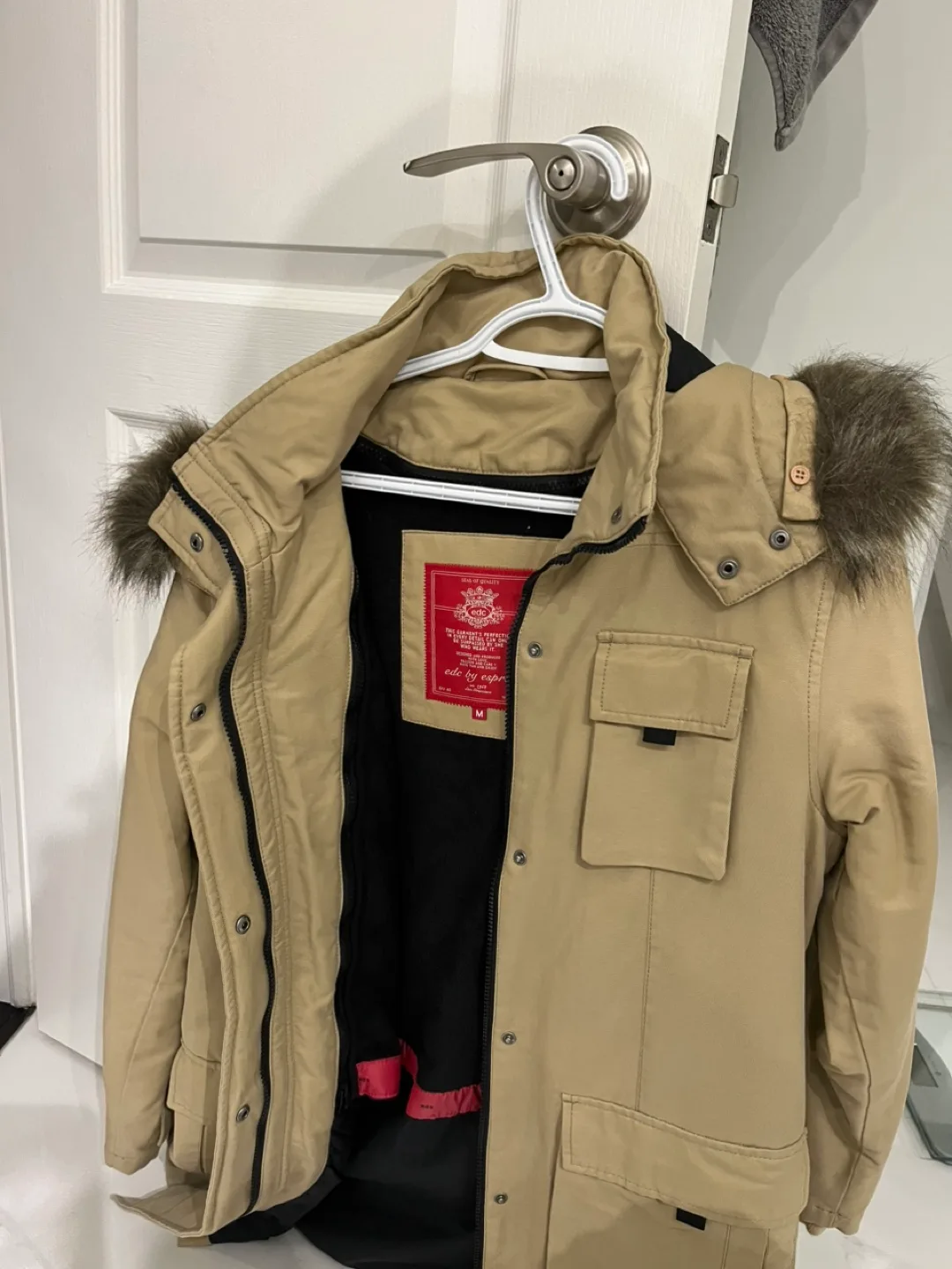 edc by Esprit Beige Fur Hooded Jacket - Size M image indicator(2)