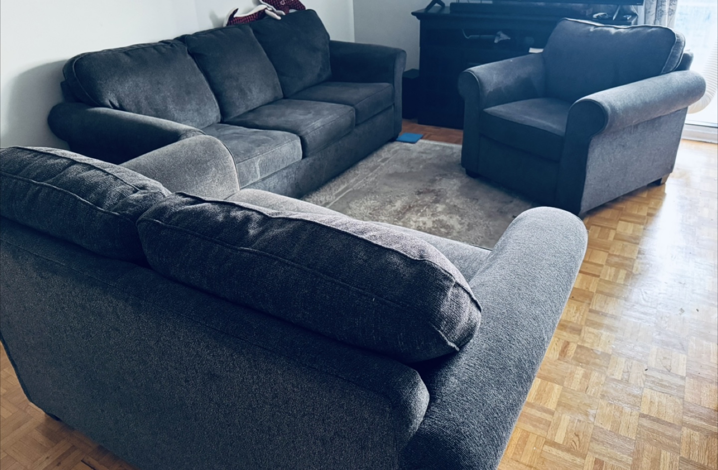Grey Sofa Set - Loveseat, Sofa, and Armchair