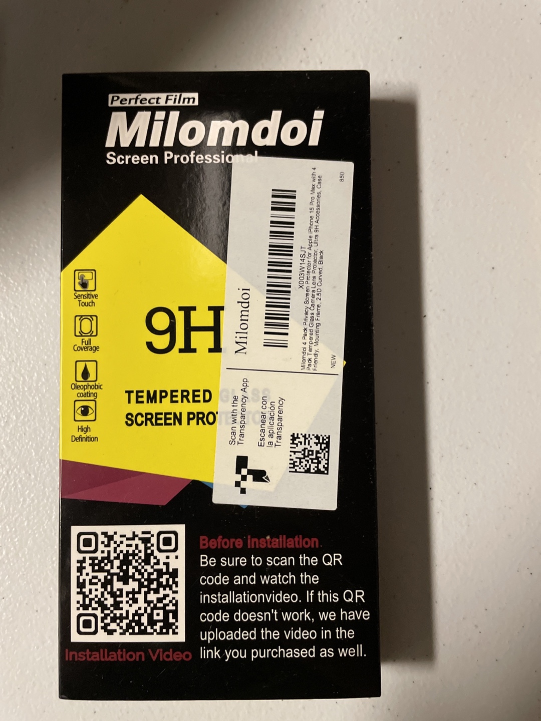 NEW Milomdoi iPhone 15 Pro Max Screen Protector 4-Pack
