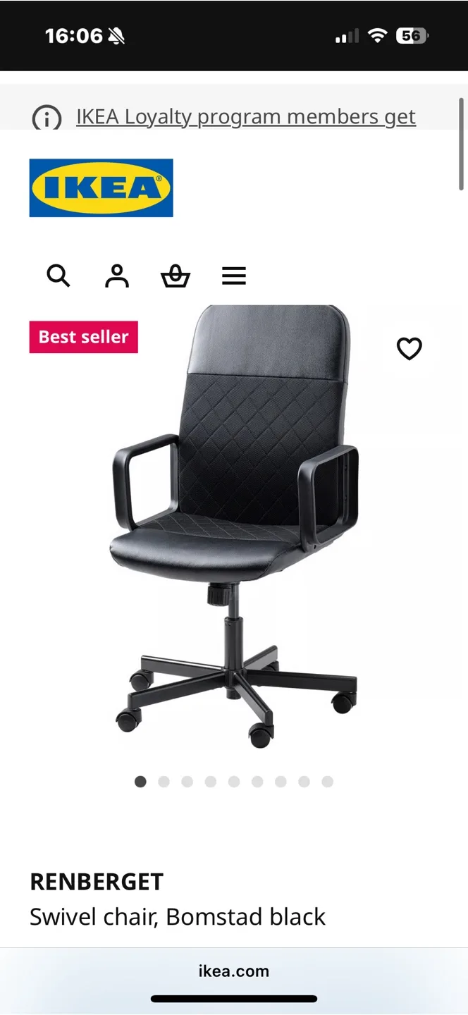 IKEA Renberget Swivel Chair - Bomstad Black image indicator(2)