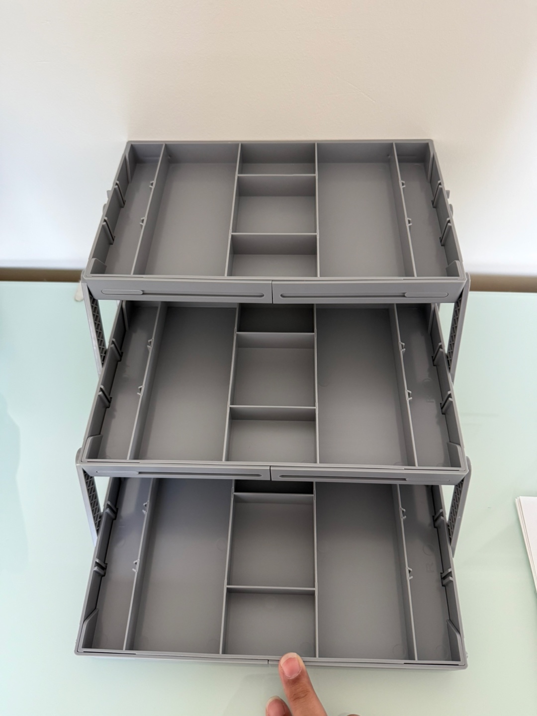 Grey Stackable Storage Drawer Organizer