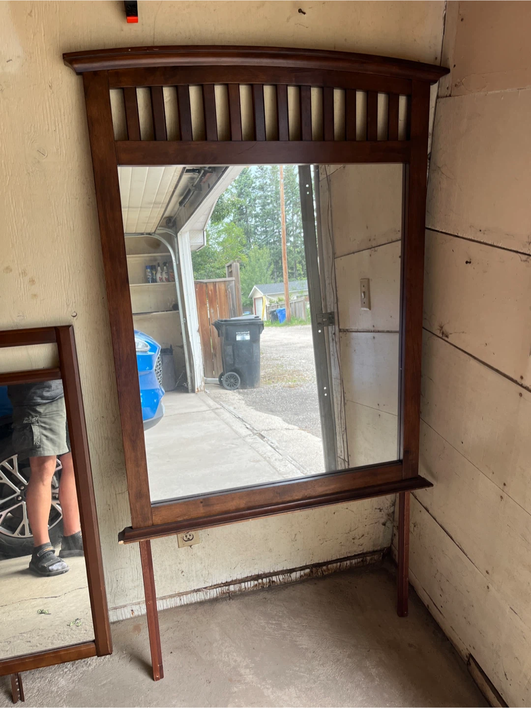 Wooden Framed Standing Mirror for two dressers