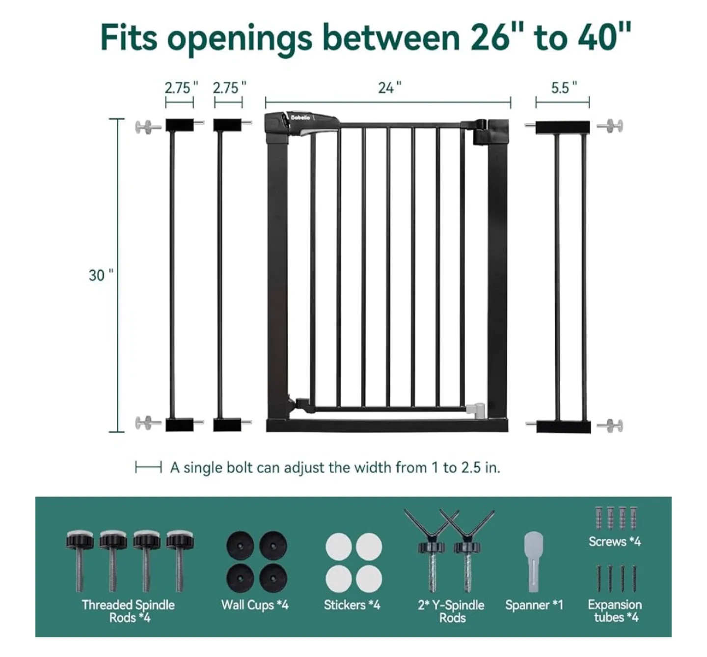 NEW Babelio 26’-40’ No Drill Baby Gate image indicator(8)