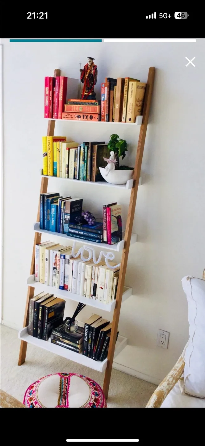 Ladder bookshelf, oak + white (great quality) thumbnail