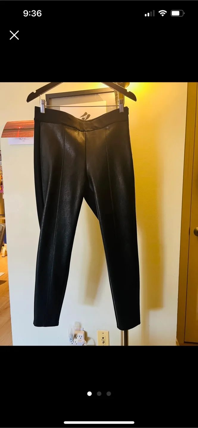 NWT Ann Taylor Black Faux Leather Pants - Size 8 thumbnail