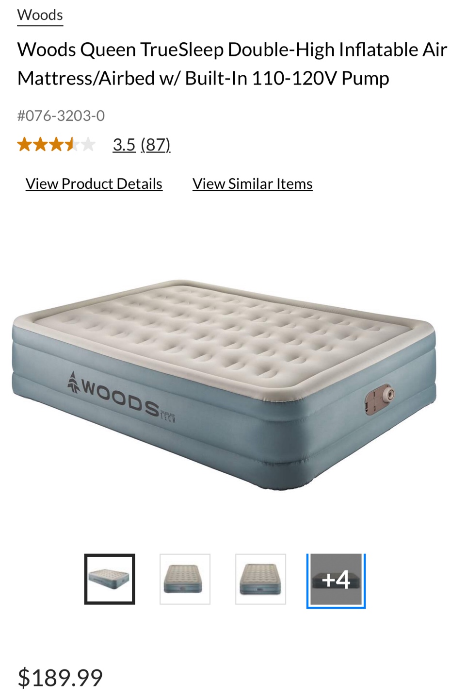 Woods Queen TrueSleep Double-High Air Mattress - photo 2