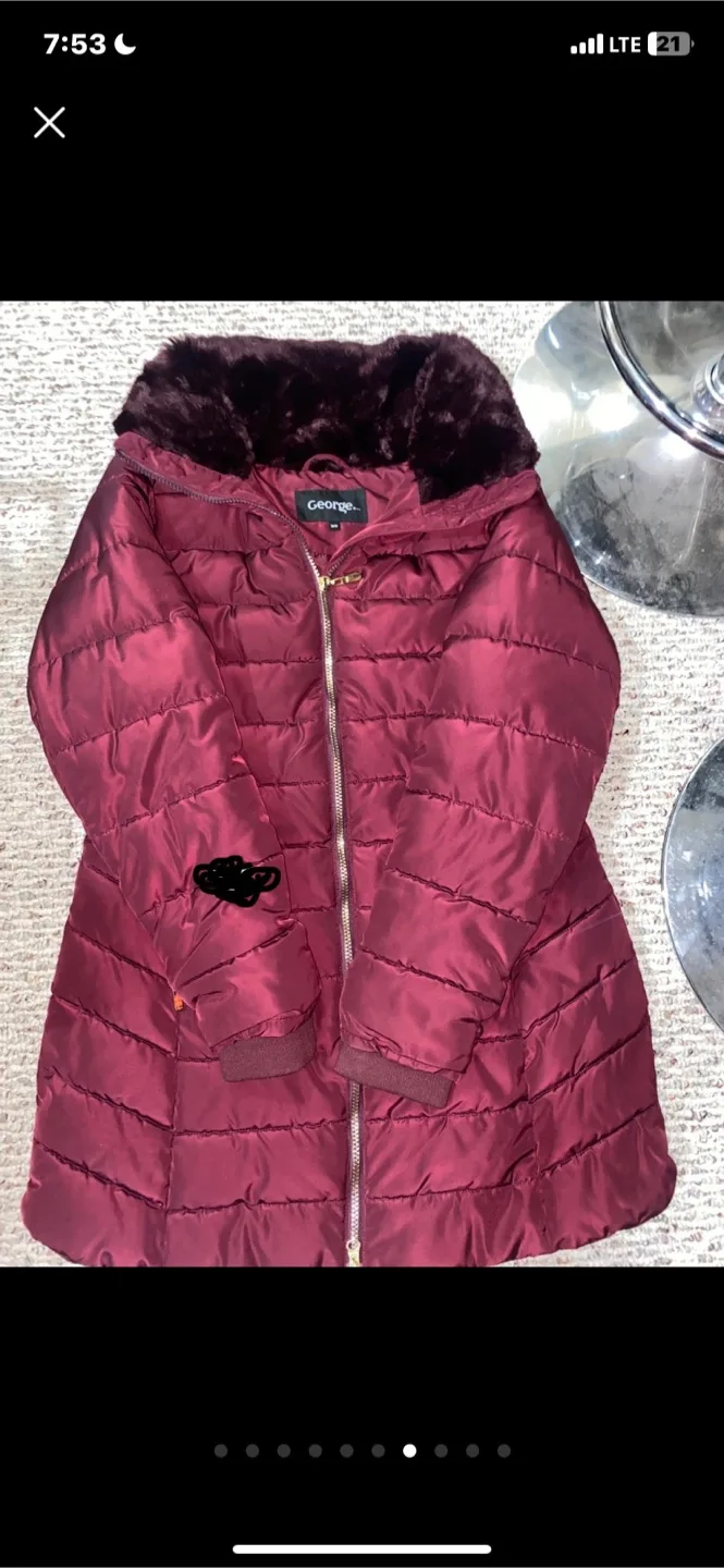 George Burgundy Puffer Coat