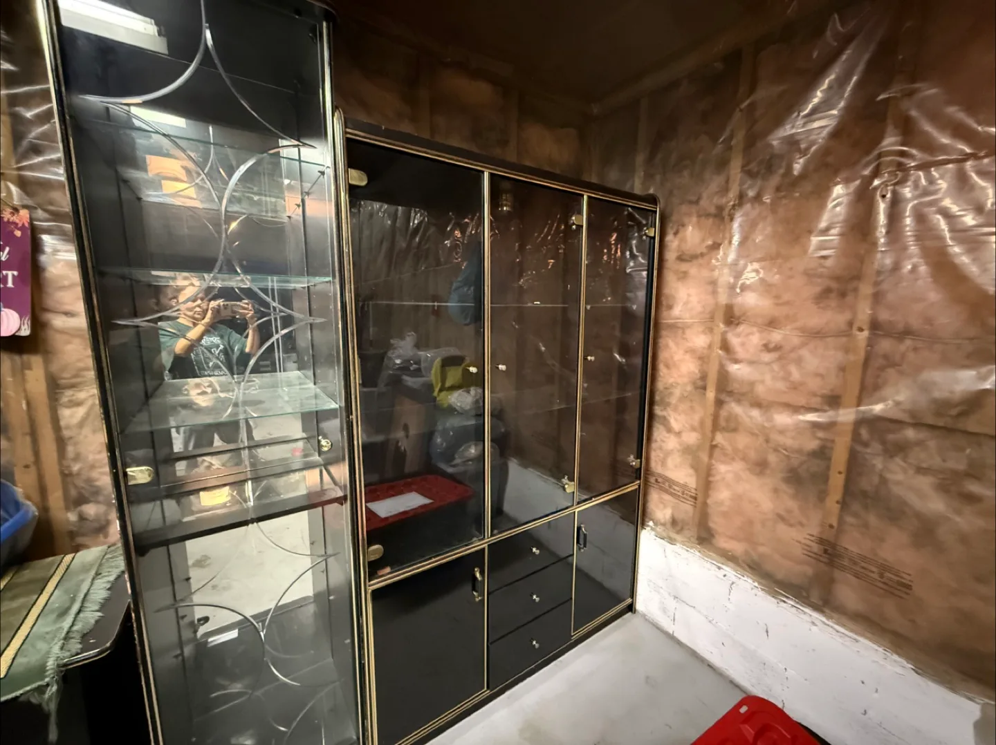 Black Display Cabinet with Glass Doors