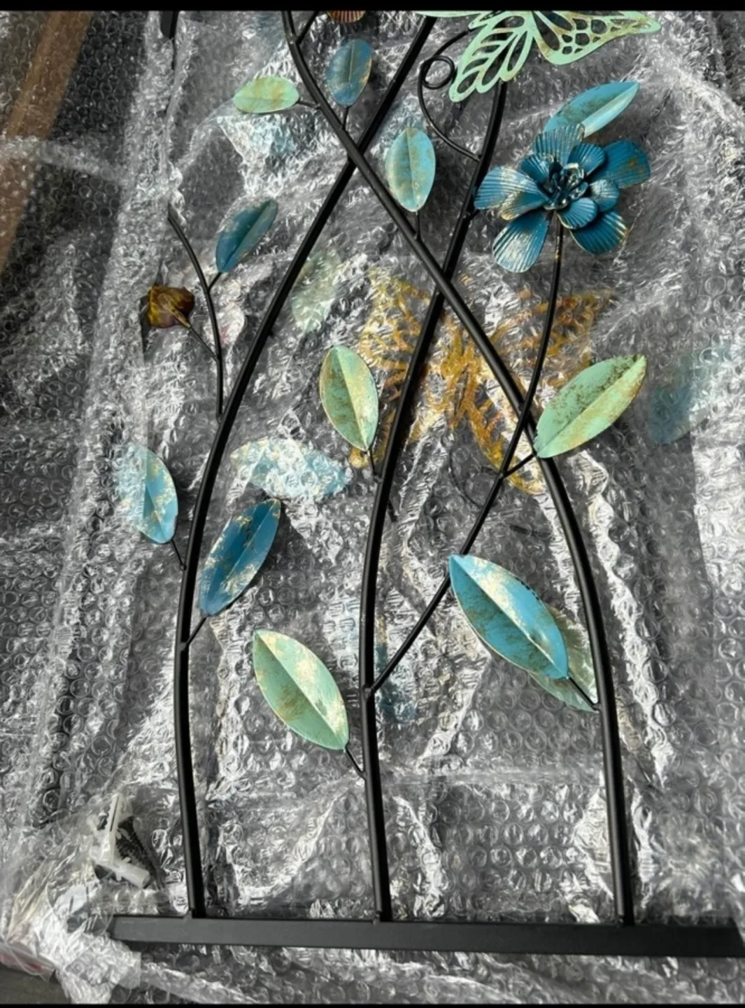 Large 2 Piece Metal Butterflies & Flowers Sculpture Wall Art image indicator(5)