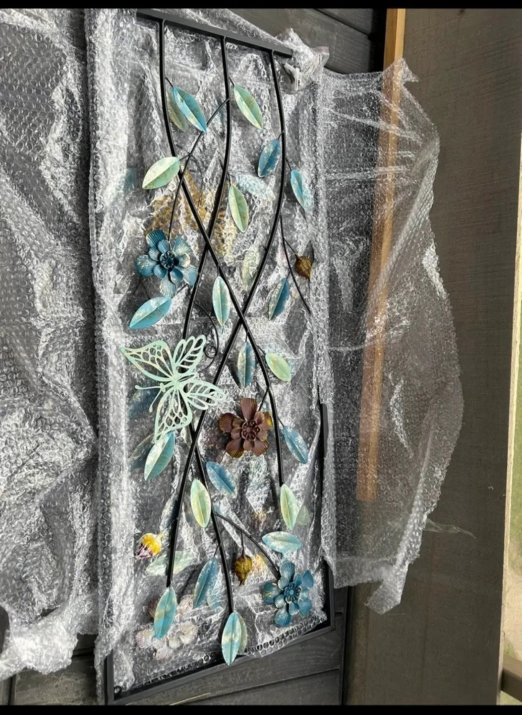 Large 2 Piece Metal Butterflies & Flowers Sculpture Wall Art image indicator(2)