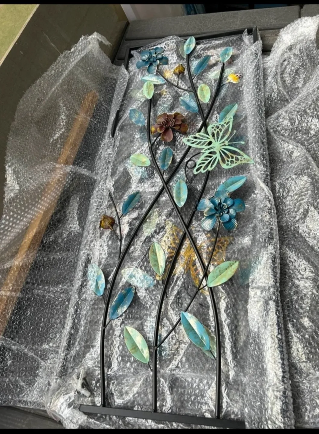 Large 2 Piece Metal Butterflies & Flowers Sculpture Wall Art image indicator(3)