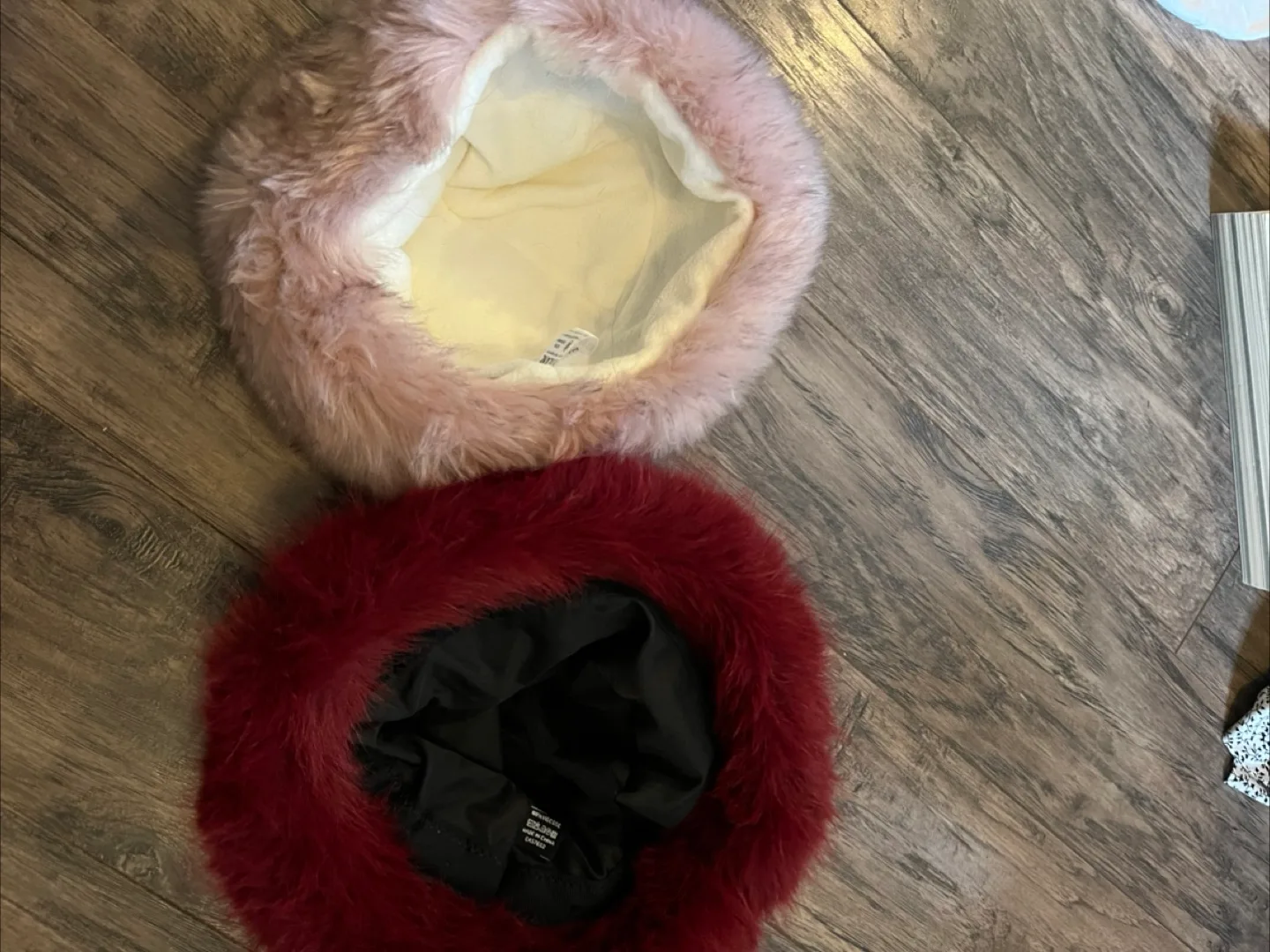 Faux Fur Beret Hats - Pink and Red image indicator(3)
