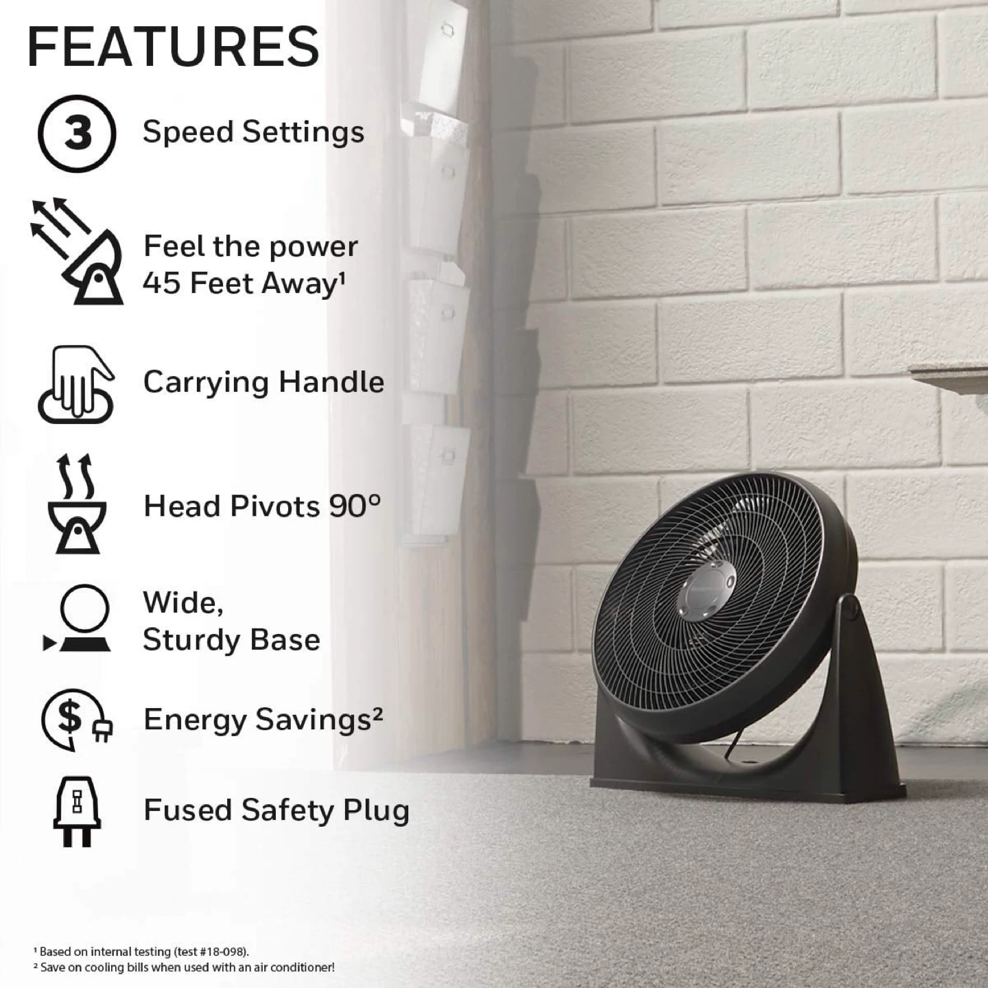 Honeywell TurboForce 18" Floor Fan - with 3 Speeds, Black - photo 3