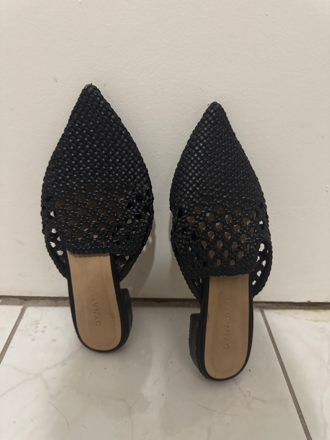 Dynamite Black Woven Mules - Size 8