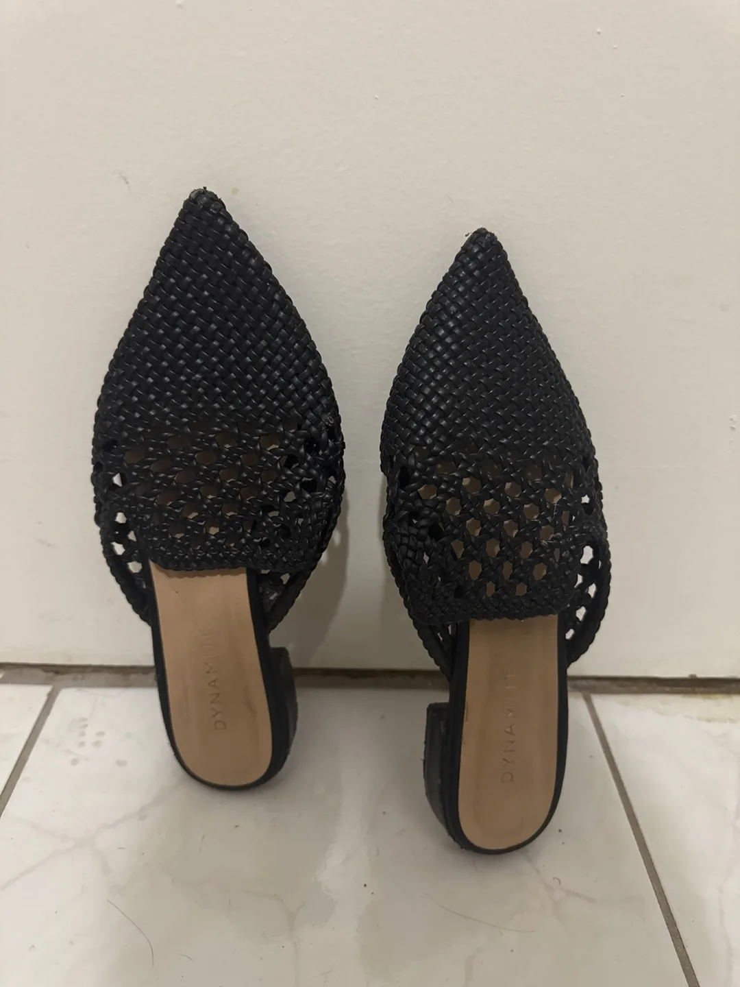 Dynamite Black Woven Mules - Size 8 thumbnail