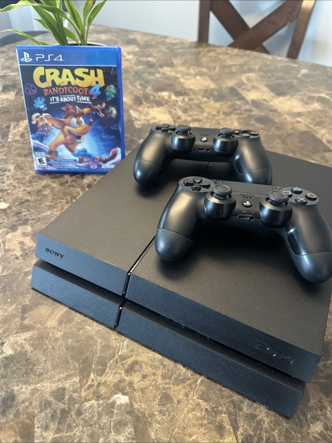 PS4 Console, 2 Controllers, Crash Bandicoot Game