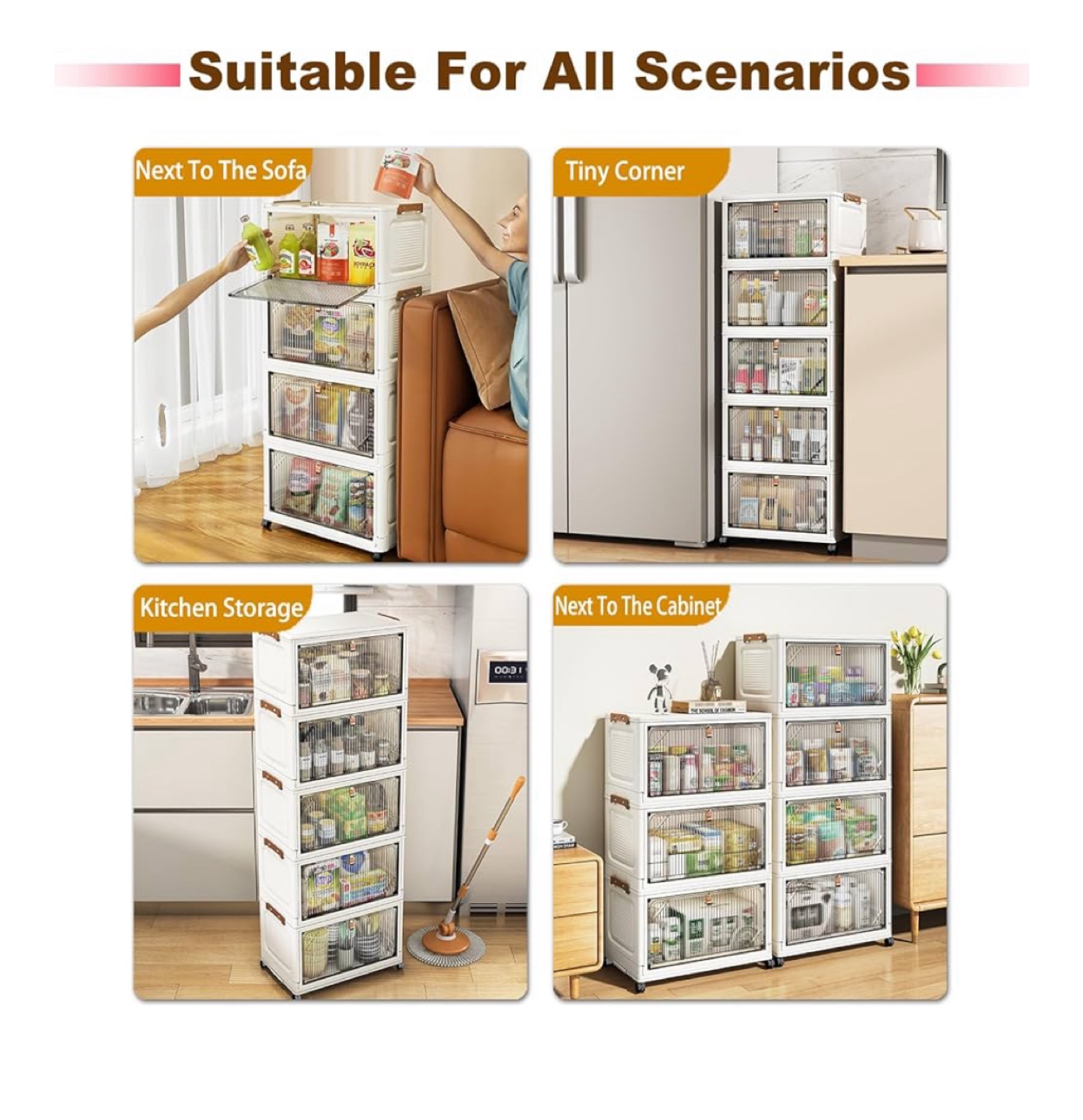 5 tier Stackable Storage Cabinet Organizer with Wheels - photo 3