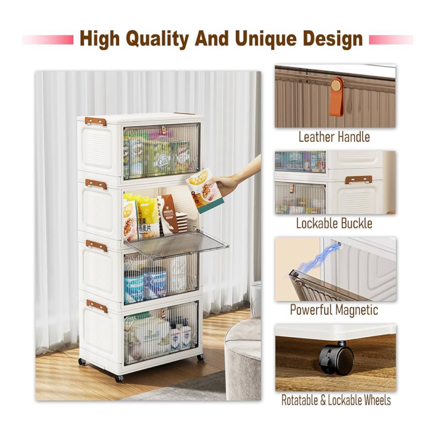5 tier Stackable Storage Cabinet Organizer with Wheels - photo 2