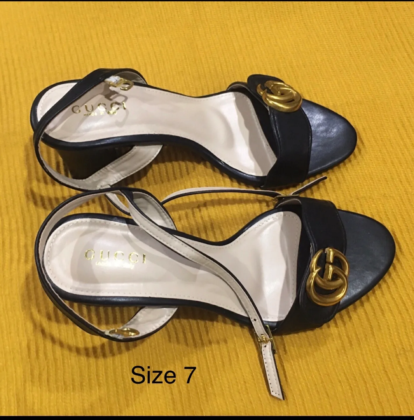 Black Leather Sandals Size 7 image indicator(5)