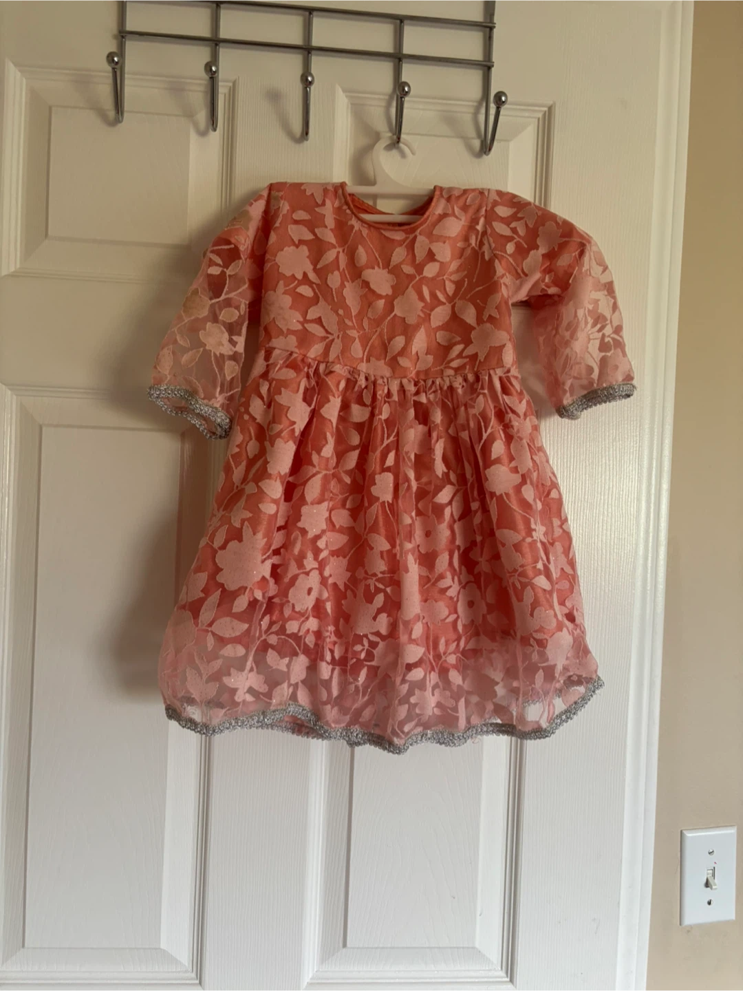 Coral Floral Girls Dress