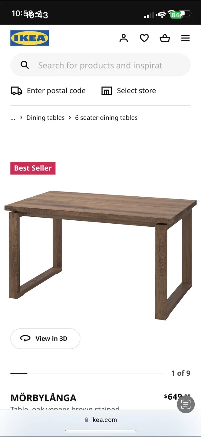 IKEA MÖRBYLÅNGA Dining Table - Oak Veneer image indicator(2)