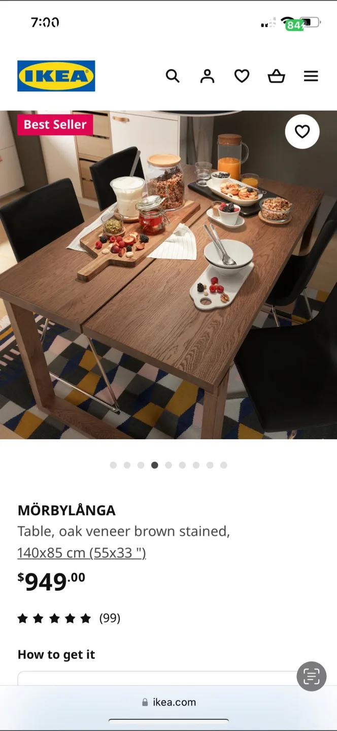 IKEA MÖRBYLÅNGA Dining Table - Oak Veneer image indicator(3)