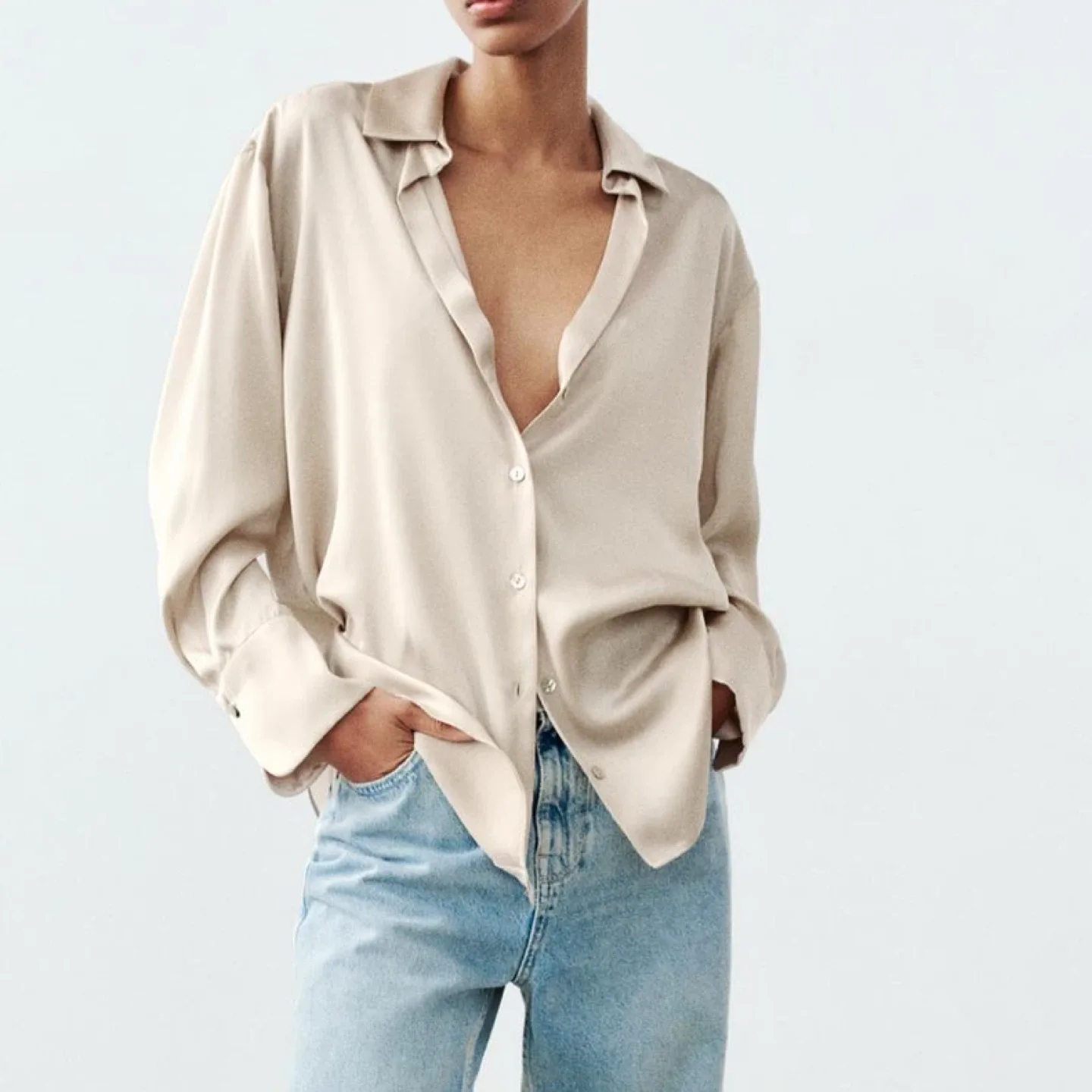 Zara satin effect shirt small thumbnail