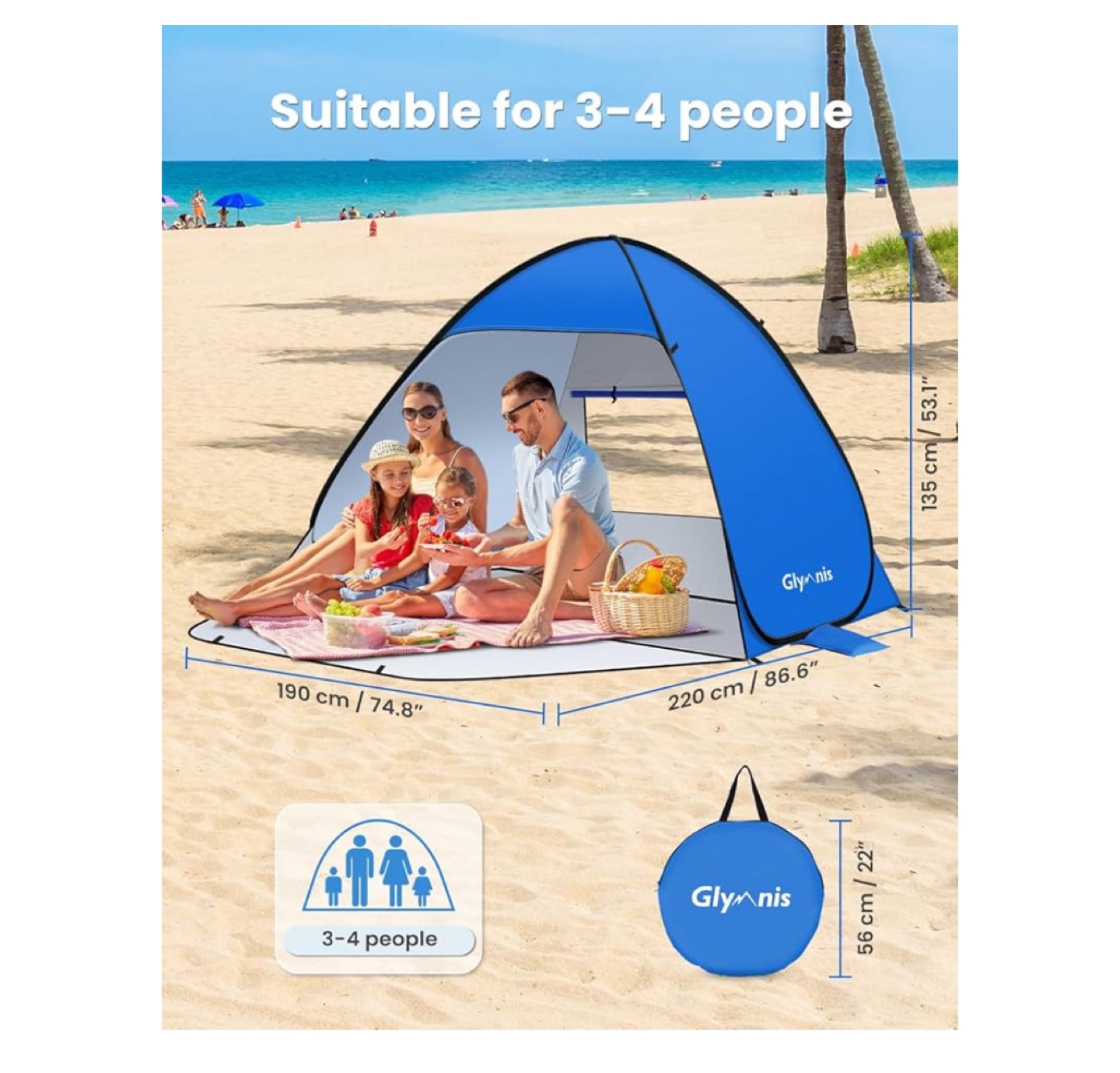 Glynis Portable Beach Tent - Seats 3-4 People - photo 2