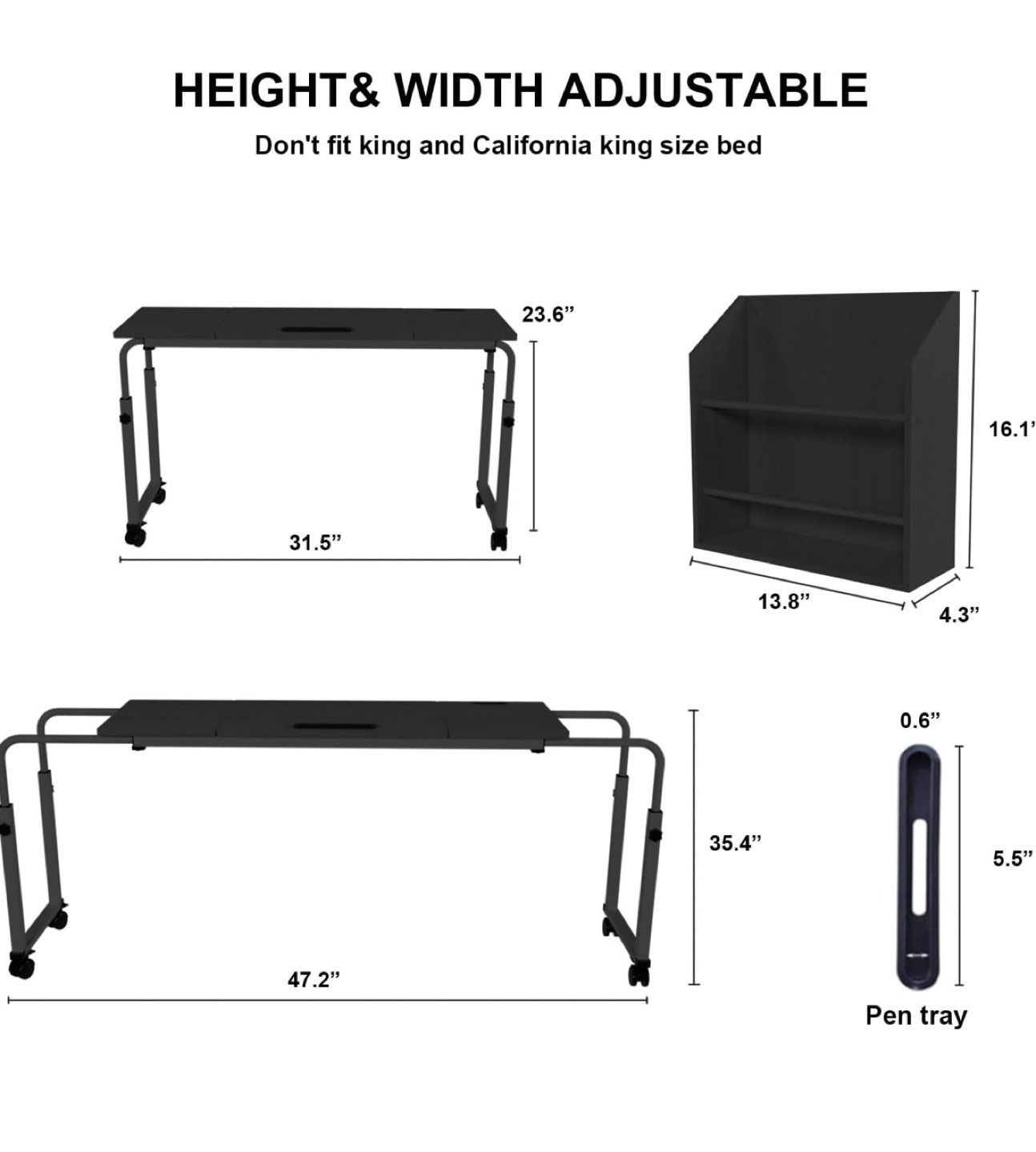 Adjustable Laptop Bed Desk Table - Black - photo 4