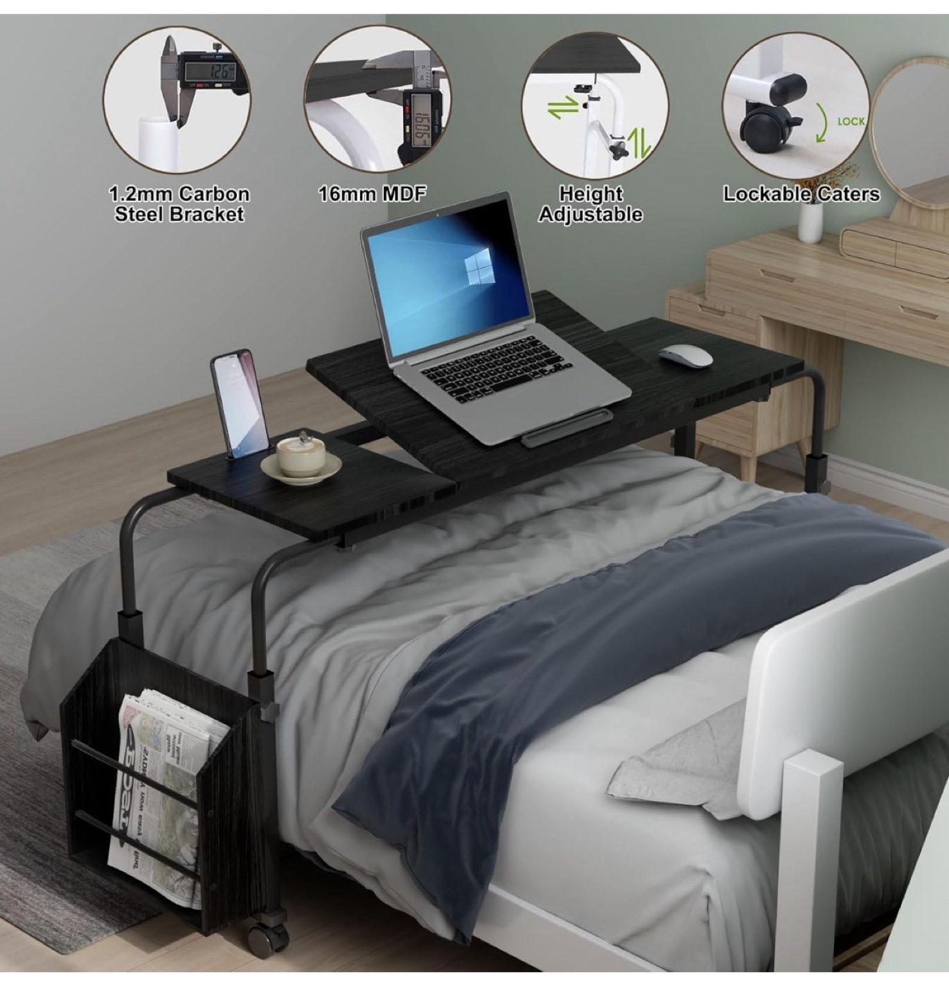 Adjustable Laptop Bed Desk Table - Black - photo 2