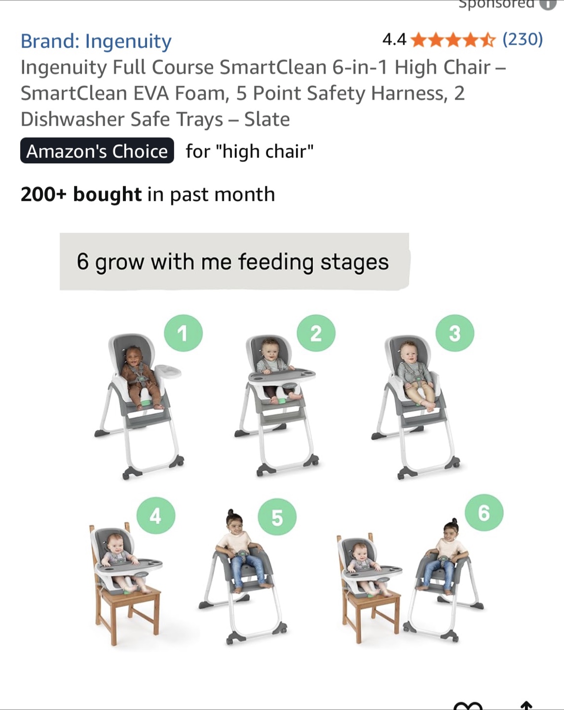 Ingenuity SmartClean 6-in-1 High Chair - Slate - photo 2