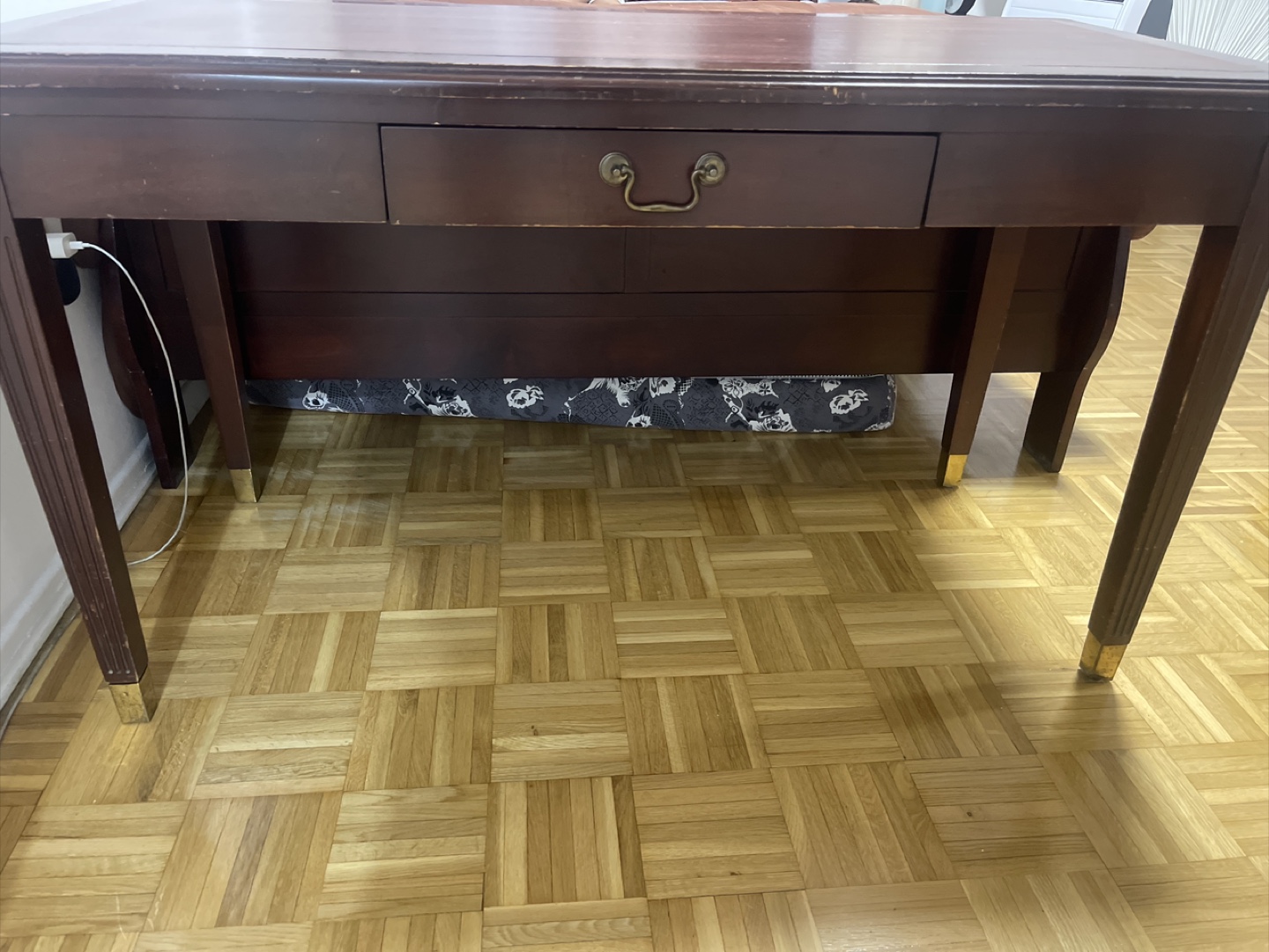 Dark Wood Desk with Drawer - photo 3