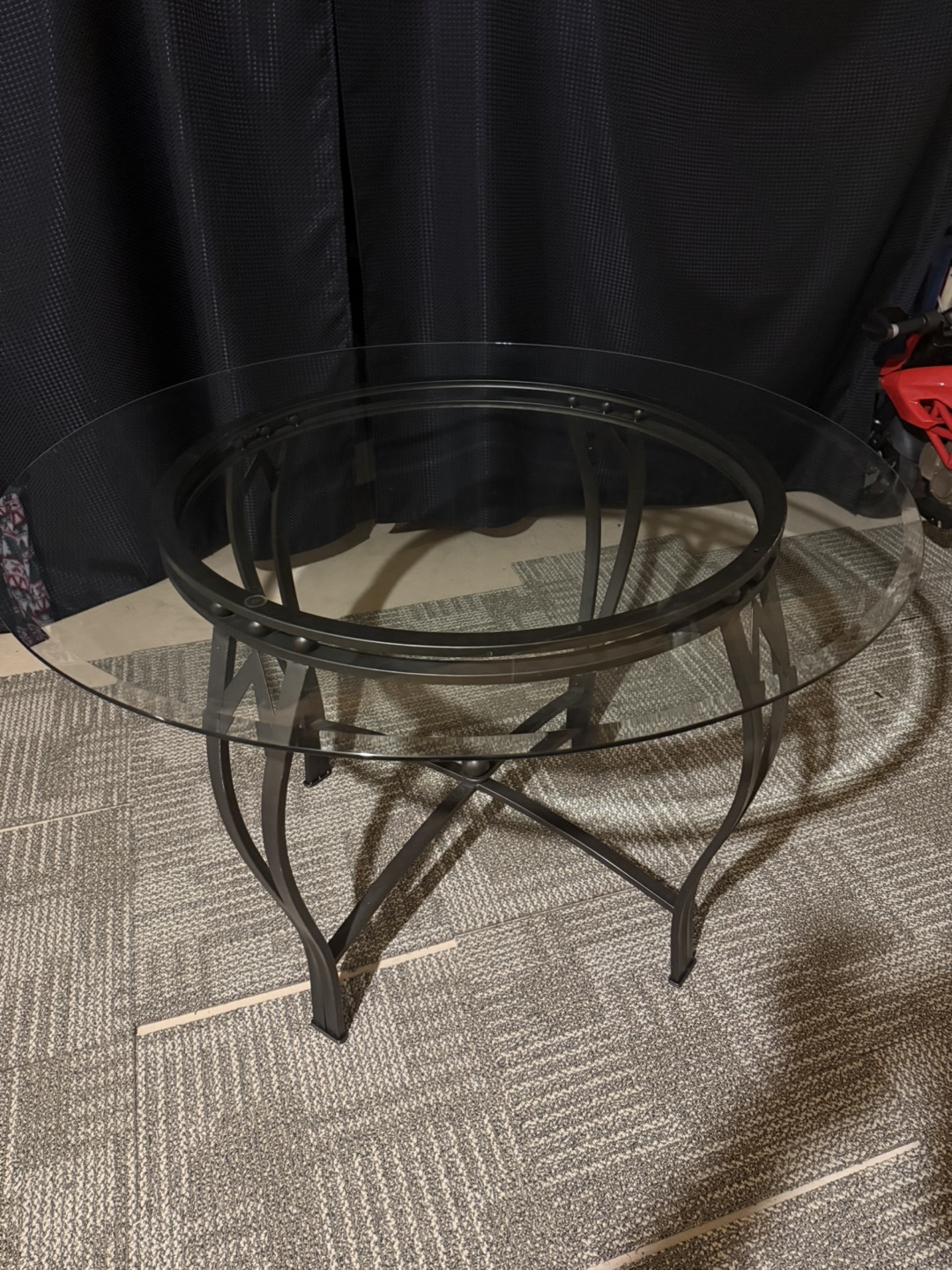 Glass Top Coffee Table - Black Metal Frame
