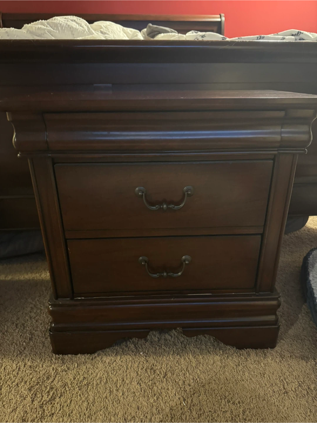 Brown Wood Nightstand with Drawers - photo 2