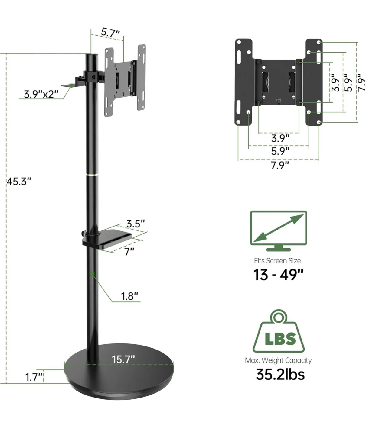 13-49" TV Stand with Wheels thumbnail