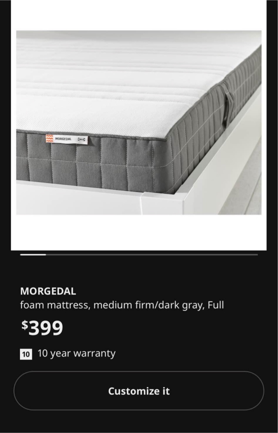IKEA Morgedal Full Foam Mattress [Pickup Tomorrow] - photo 3