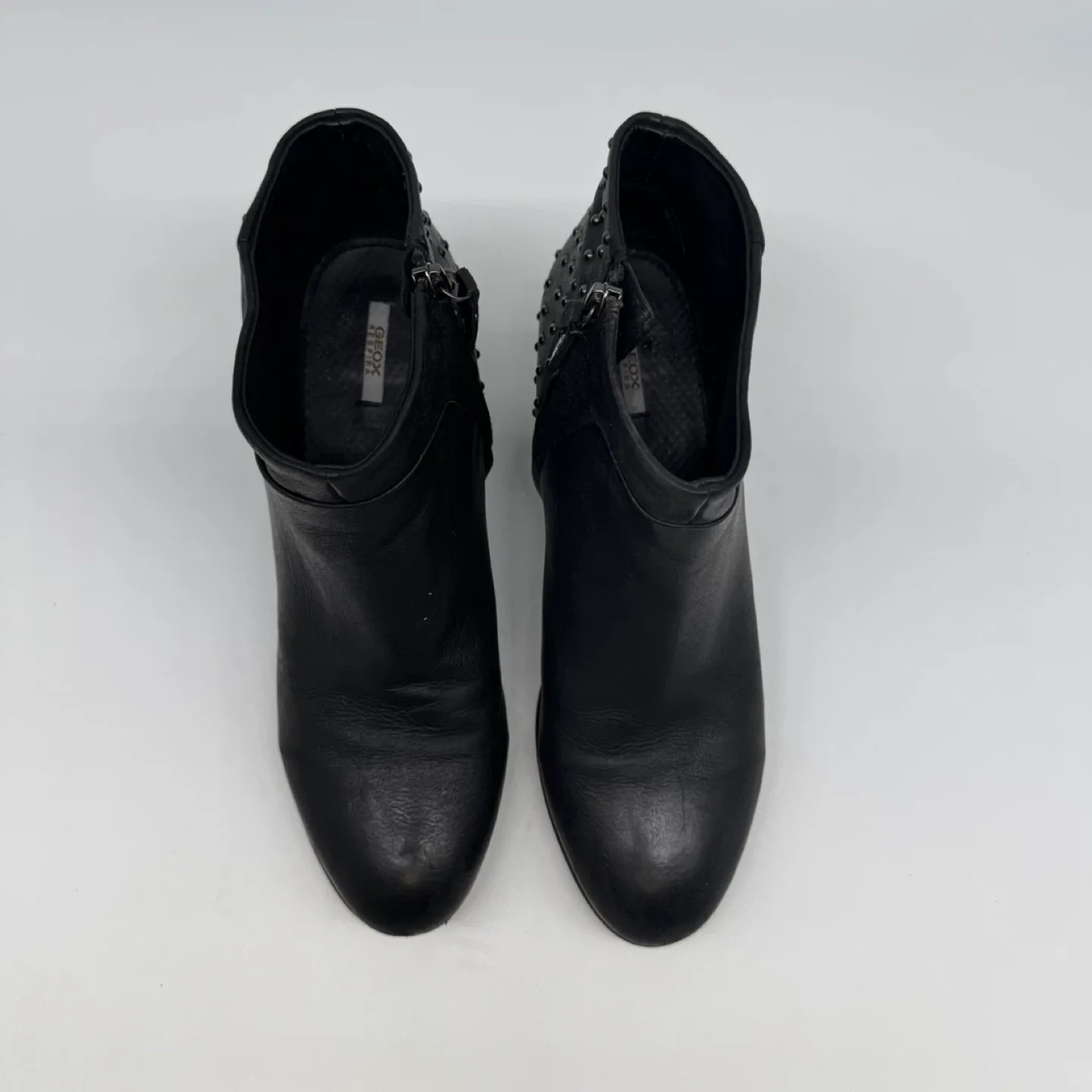 GEOX Black Leather Studded Ankle Boots – Like New size 8.5 US image indicator(4)