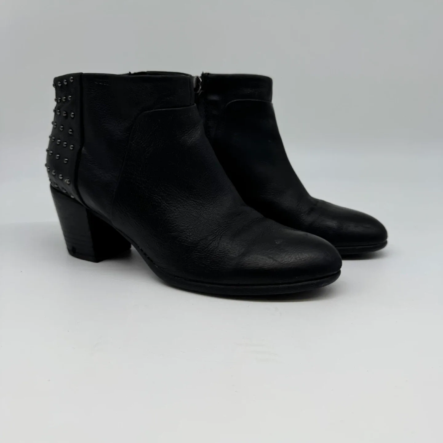 GEOX Black Leather Studded Ankle Boots – Like New size 8.5 US thumbnail