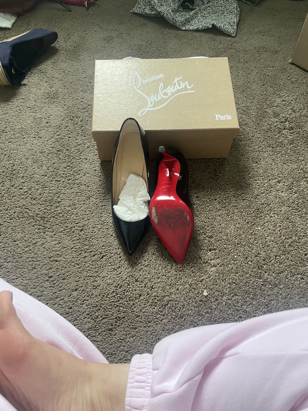 Christian Louboutin Pigalle 100 Patent Black Size 37