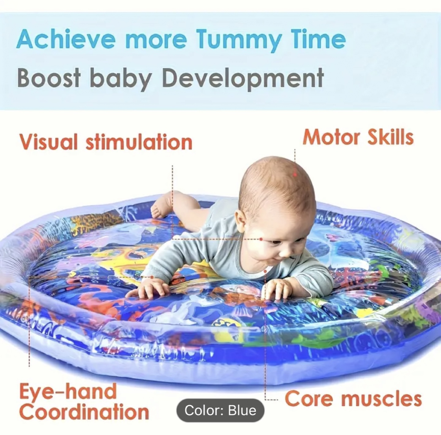 Inflatable Baby Water Play Mat - Tummy Time Fun! - photo 2