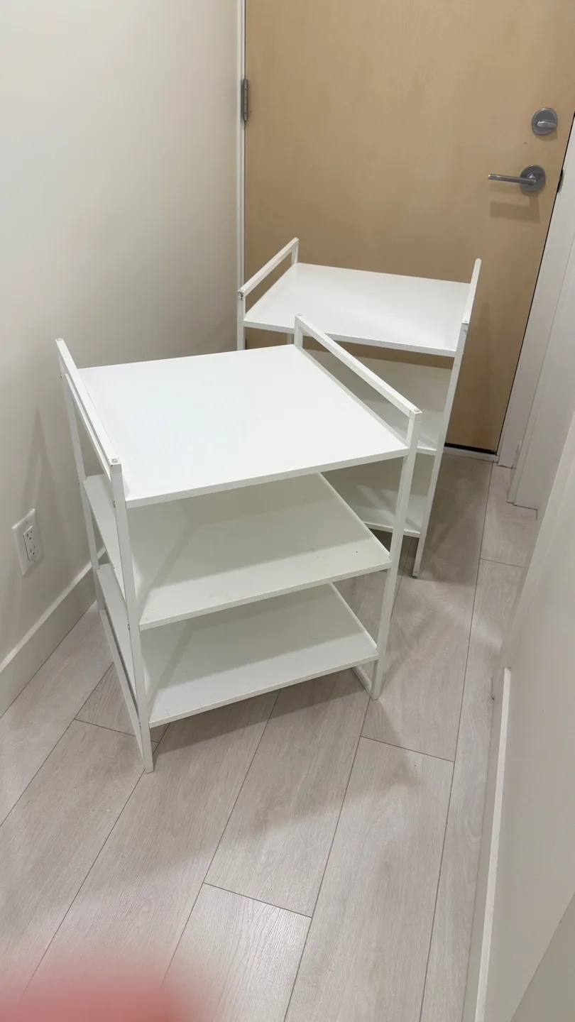 2 White Metal Shelf Unit/ Closet Organiser