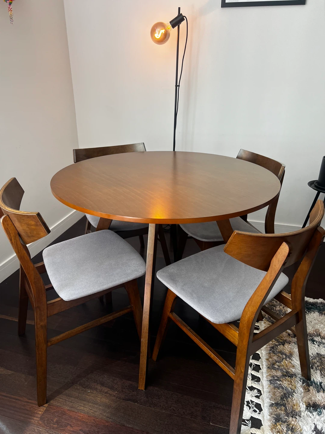 Round Dining Table with 4 Chairs - Wood & Gray - photo 2