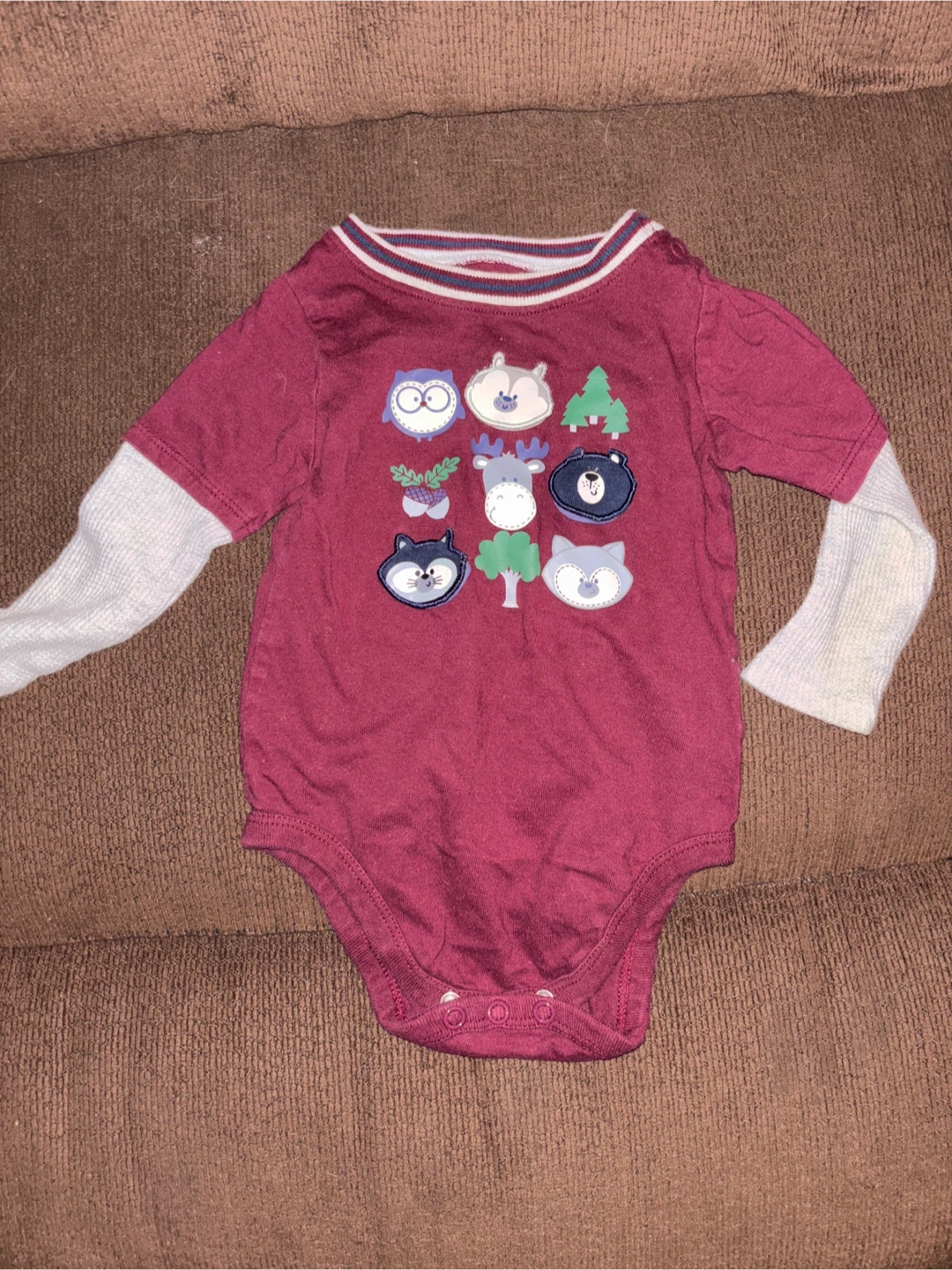 Garanimals 6-9M Maroon Animal Print Bodysuit