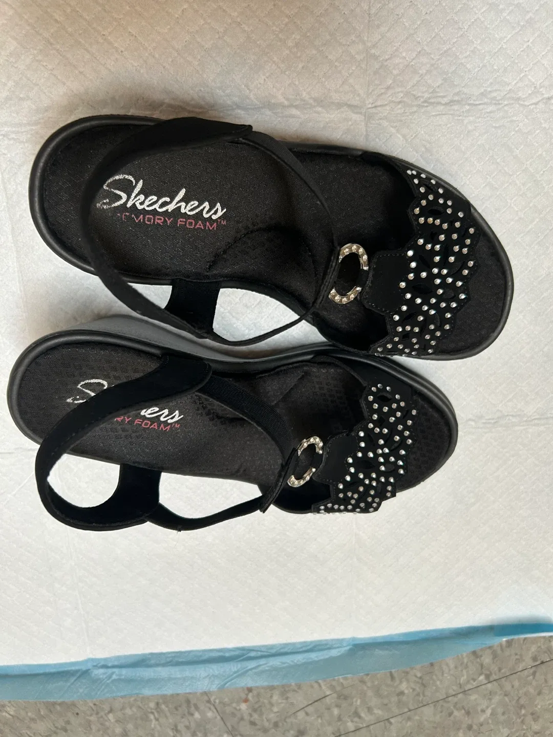 Skechers Black Wedge Sandals image indicator(2)