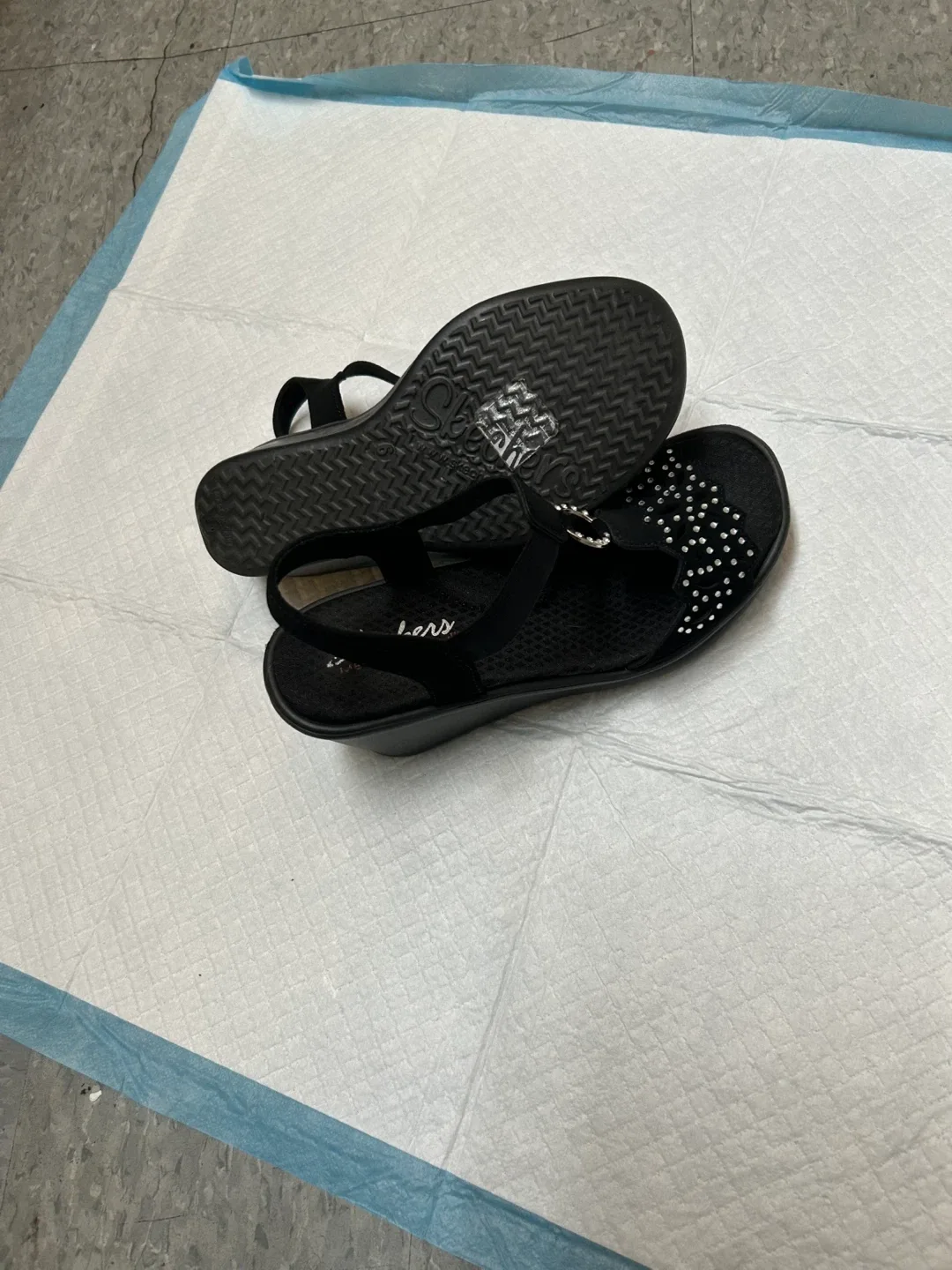 Skechers Black Wedge Sandals image indicator(4)