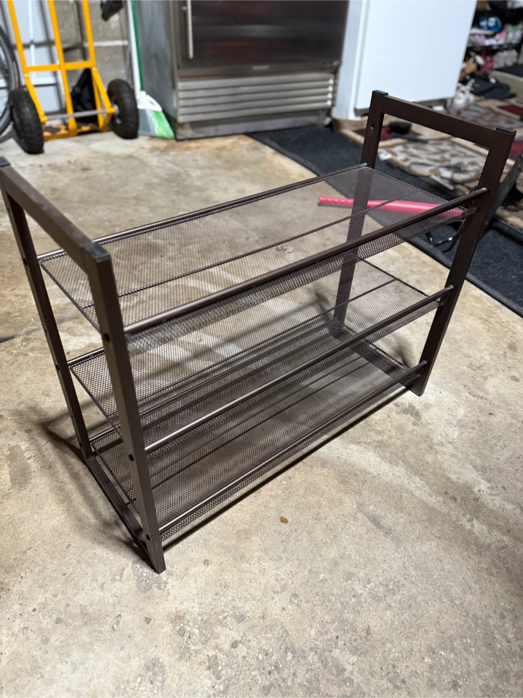 Brown Metal 3-Tier Shoe Rack