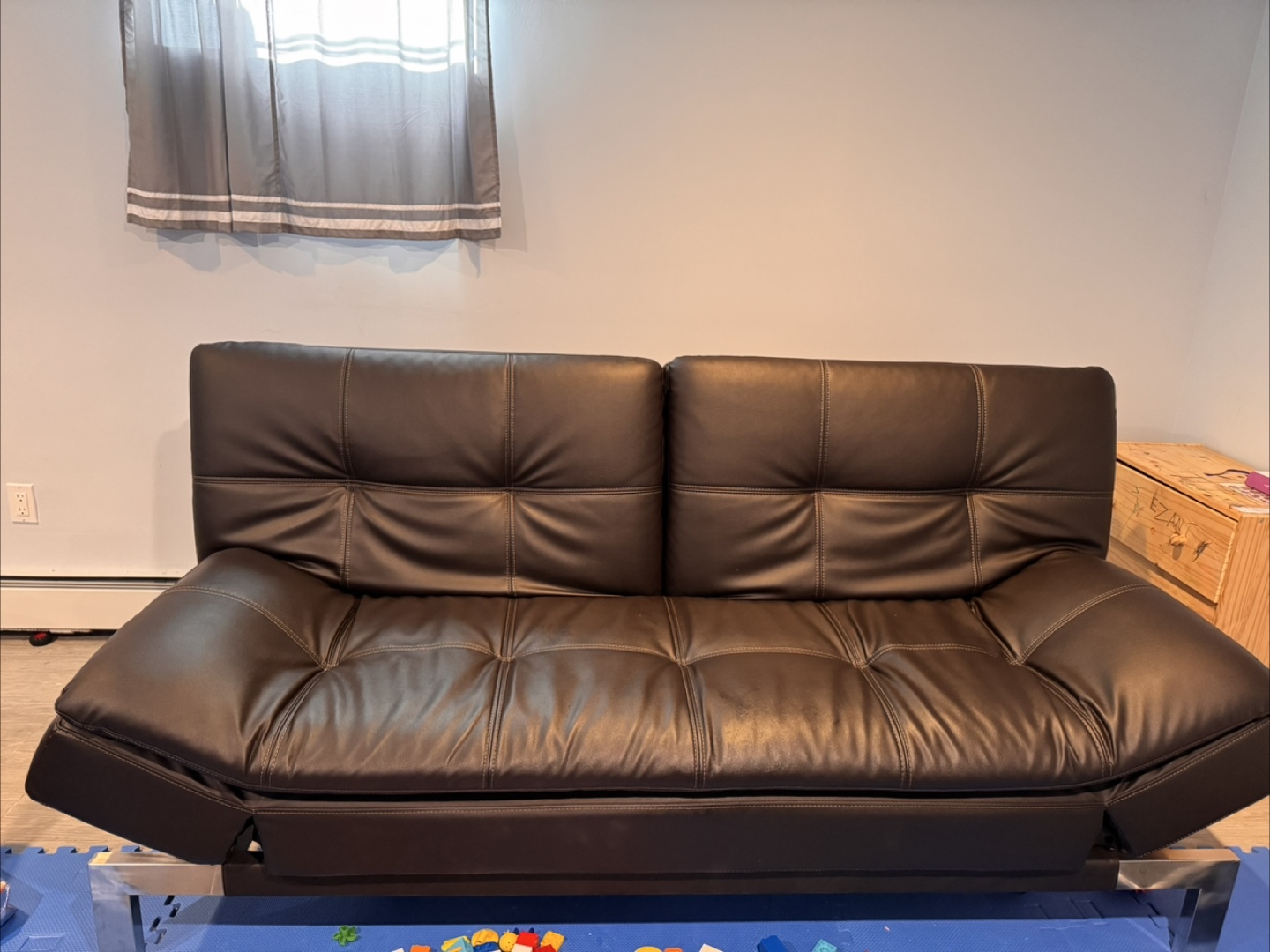 Brown Faux Leather Futon Sofa Bed